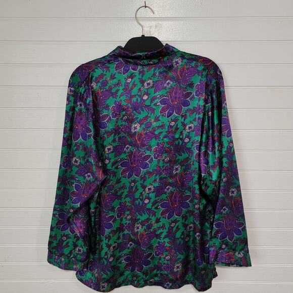 Vintage 90s Victorias Secret Size Medium Satin Top Floral Luxury Sleep Lounge - Picture 4 of 11